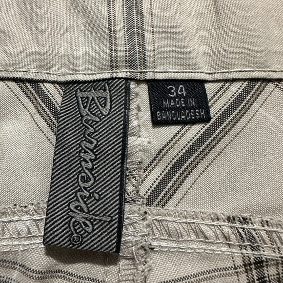 Burnside Mens Bermuda Shorts Size 34 Beige Plaid High Rise Outdoor Casual - Picture 6 of 8